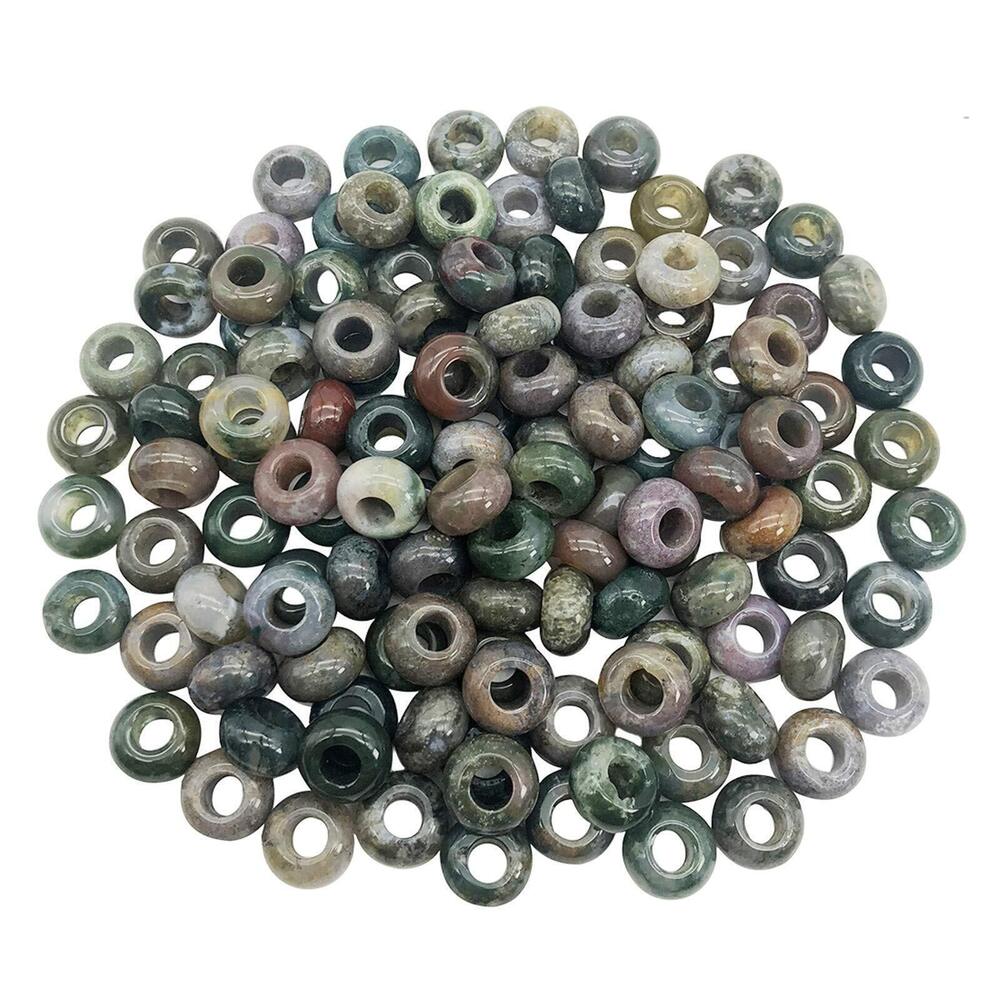 9229 8x14mm Indian Agate European Beads for Bracelet, Large Hole5-6mm